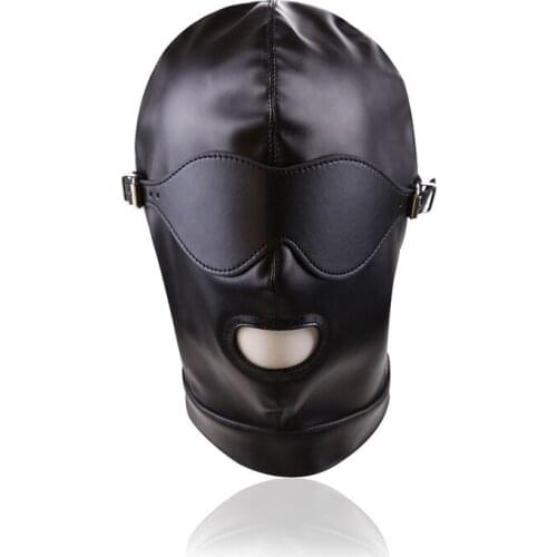 Sex Mask Adult Games Sex Products Funny Black Soft Sexy Fetish PU Leather Restraints Headgear Hood Mask Slave Men Erotic Toys