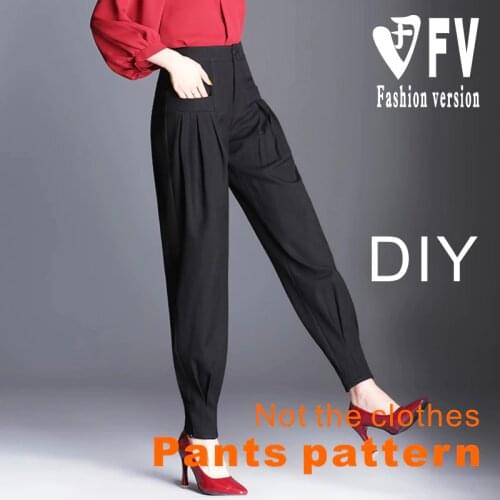Making pattern womens harem pants clothing cutting drawings BCK-37
