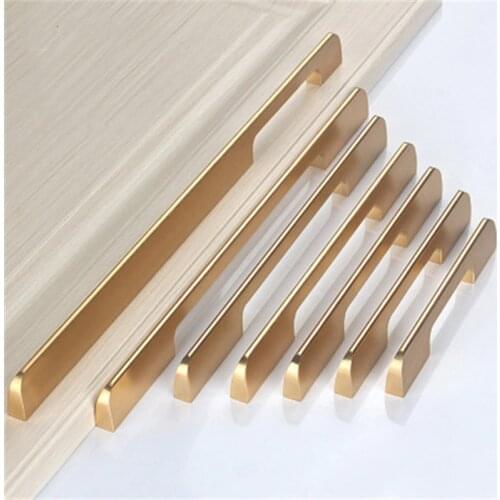 1pc Gold Kitchen Handle Cabinet Knobs and Handles Aluminium Alloy Wardrobe Door Pull Drawer Knob Long Furniture Handle Hardware