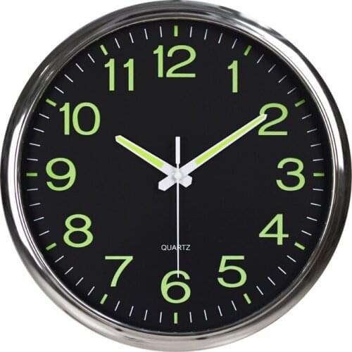 12 Inch Round Large Luminous Wall Clock Glow in the Dark Non-Ticking Indoor Decor
