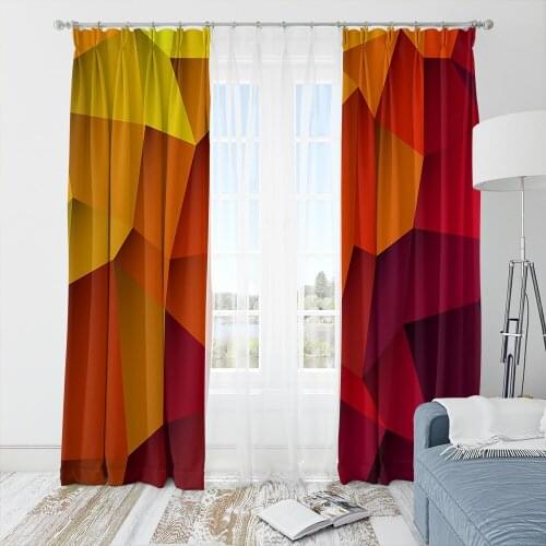 Customize 3D Print Gradient Diamond Style Bedroom Living Room Apartment Decoration Curtain Home Modern French windows Adult