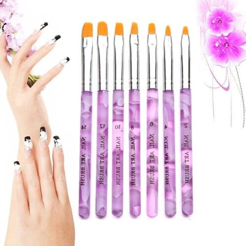 7 PCS/Set Nail Art Brush Set Marbleizing Design Painting Drawing Acrylic Flat Brush For Nail Art Creation Nail Art Manicure Tool