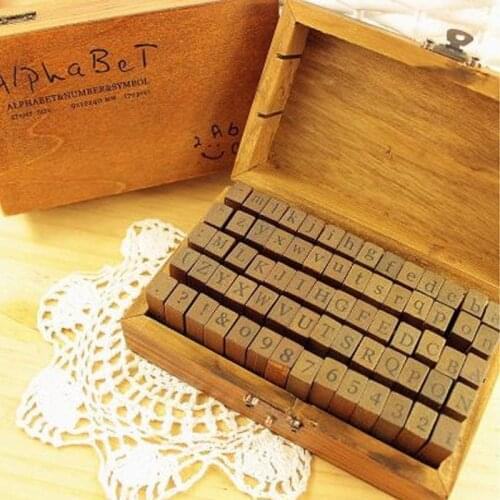 70 Pcs/Box Letter A-Z DIY Decorative Seal Orthographic DIY Stamps Wooden Box Vintage Craft Digital English Alphabet Seal