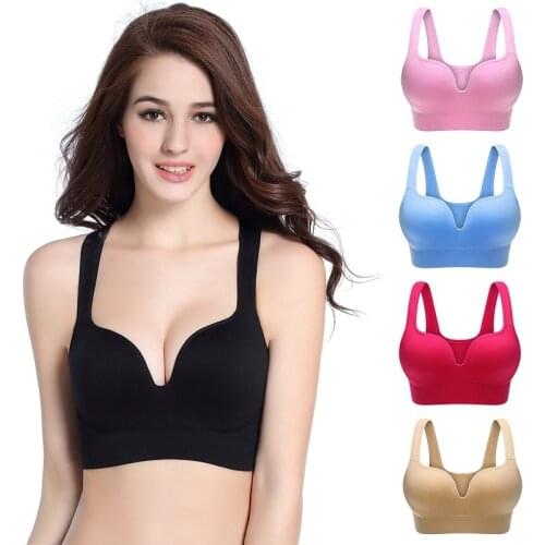 Women Sports Lingerie Shockproof Vest No Steel Ring Sleep Underwear Seamless Push High Cotton Top Women Sexy Underwear Solid Bra