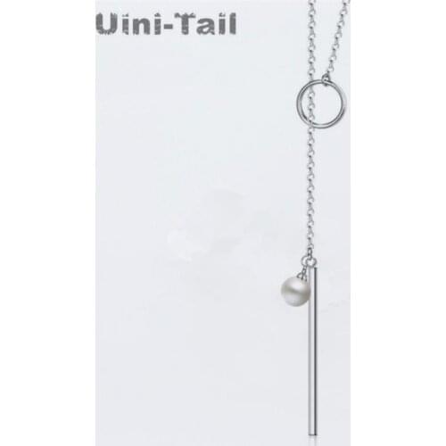 Uini-Tail 925 sterling silver circle pearl sweater chain long paragraph simple autumn and winter hundred matching accessories