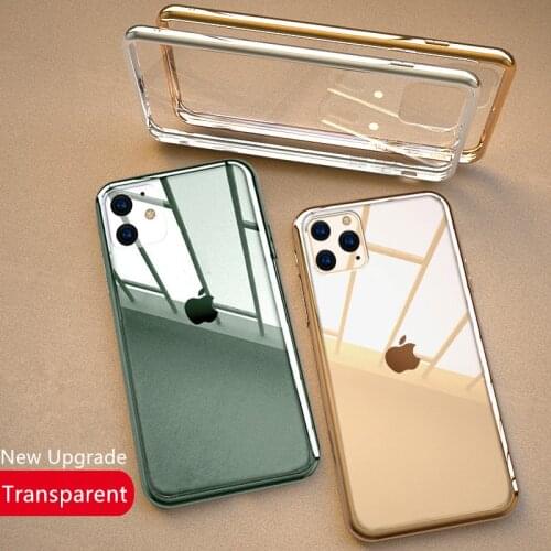 Luxury Clear Transparent Case for iPhone 11 Pro X XS MAX XR 8 7 6 6S Plus Plating Soft Silicone Back Cover Ultra Thin Phone Case