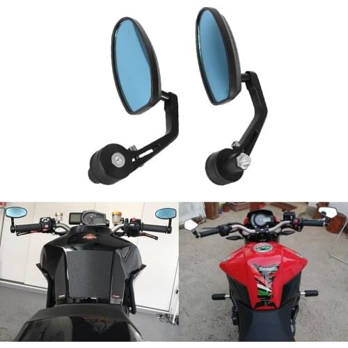 Pair 7/8'' 22mm CNC Motorcycle Handle Bar End Black Rearview Side Mirrors Aluminum Universal For Honda Triumph Kawasaki Yamaha