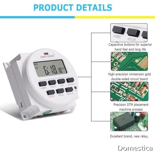 Sinotimer TM618H-4 LCD Digital Timer Microcomputer Time Control Switch With Countdown Function 12VDC/AC 220VAC 110VAC 5VDC
