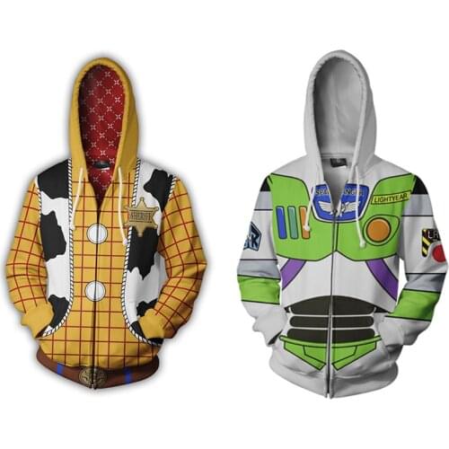 Woody Buzz Lightyear 3D Print Sweatshirt Hoodies Movie Cartoon Cosplay Costume Women Men Clothing Hooded Zipper Up Jackets Coat