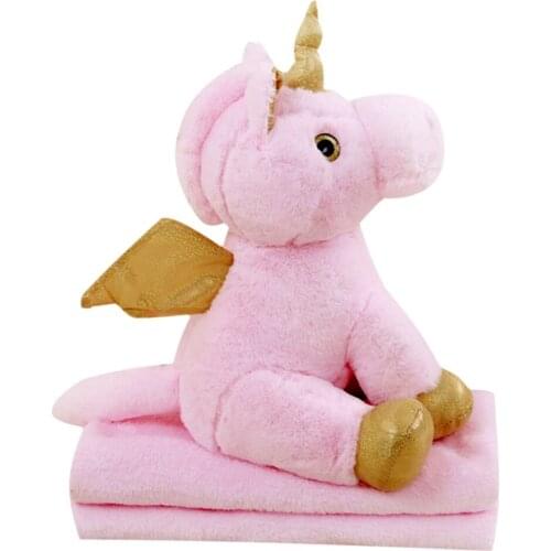 Dual Purpose Soft Unicorn Plush Toy With A Blanket Cushion Pillow Appease Placating Plush Toy Doll For Children