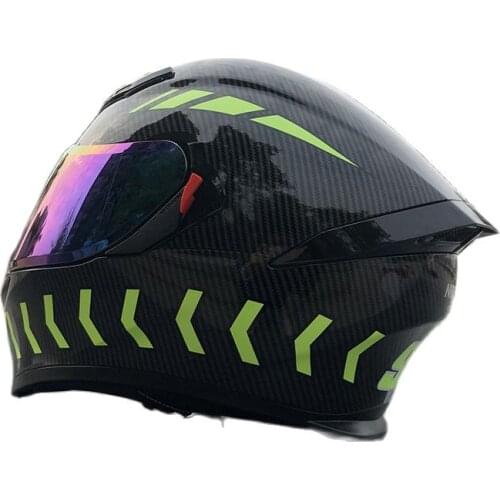 Fluorescent Carbon Fiber Pattern Double Visor New Arrival Full Face Motorcycle Helmet Motorcycle Helmet With Inner Sun Visor
