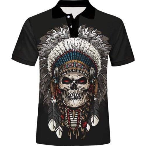 IFPD EU Size Hip Hop 3D Polo T Shirt Indians Skull Printed Mens Polo Shirts Summer Quality Terror Short Sleeve Harajuku Top