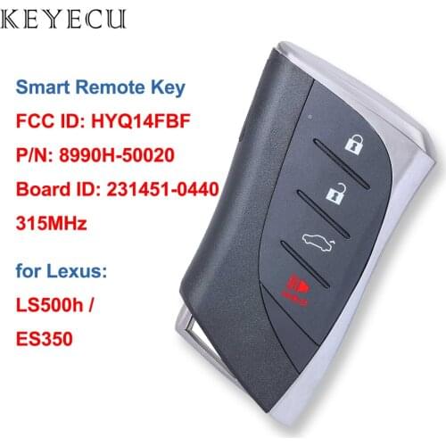 Keyecu Smart Remote Car Key Fob 4 Button for Lexus LS500h ES350 2018 2019 FCC ID: HYQ14FBF Board ID: 231451-0440