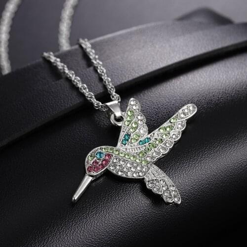 Hummingbird Pendant Necklace Zircon Crystal Chain Necklace Clavicle Luxury Aesthetic Jewelry Gift for Women