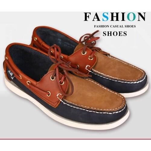 Leather Shoes Wine Red Summer Boat Shoes Mens Casual Shoes Loafers Genuine oil Wax Leather Handmade Comfortable Breathable