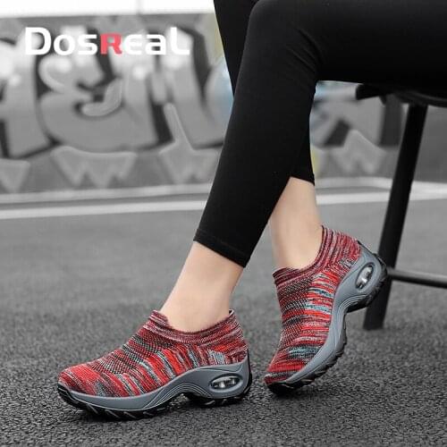 Dosreal Socks Sneakers Spring Women Sneakers Shoes Flat Slip on Platform Sneakers for Women Black Breathable Mesh Shoes