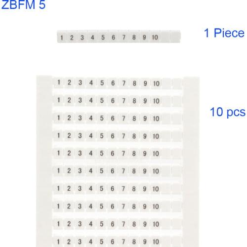 Zack Marker Strips ZBFM5 With Standard Numbering With Blank for STTB2.5 ST2.5-3L and PTTB 2.5 DIN Rail Terminal Blocks 10Pcs