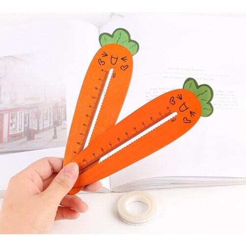 1PCS Cartoon 12CM Creative Cute Carrot Styling Multi-function Ruler Stationery Lace Brown Wood Ruler Sewing Ruler Office School
