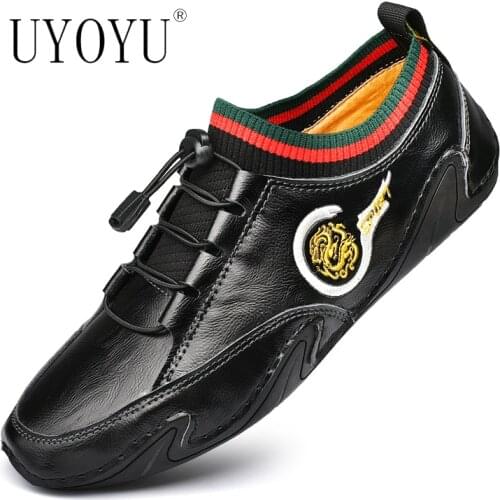 Genuine Leather Cowhide Brands Plus Size Men Casual Driving Striped Black Loafers Mens Moccasins Italian Designer Sneakers Shoes