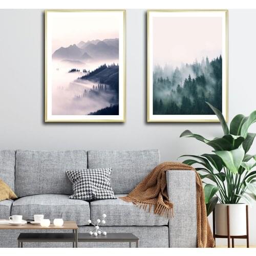 Forest Mountains Landscape Poster Sunrise Canvas Painting Photography Wall Art Pictures For Living Room Modern Decorative Prins