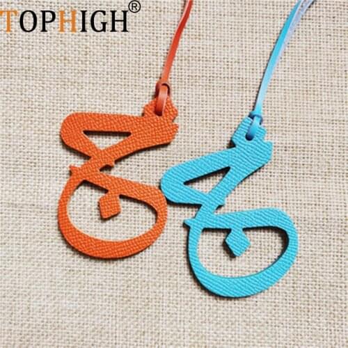 New Customized Genuine Leather Character Arabic Letters Shoulders Bag Charm Alphabet Keyring Women Leather Bag Pendant Handbag