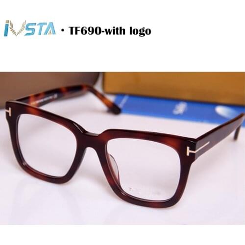 IVSTA Tom TF Glasses with Logo Top Quality Oversized Glasses Men Big Square Acetate Luxury Brand Design Prescription Myopia 690