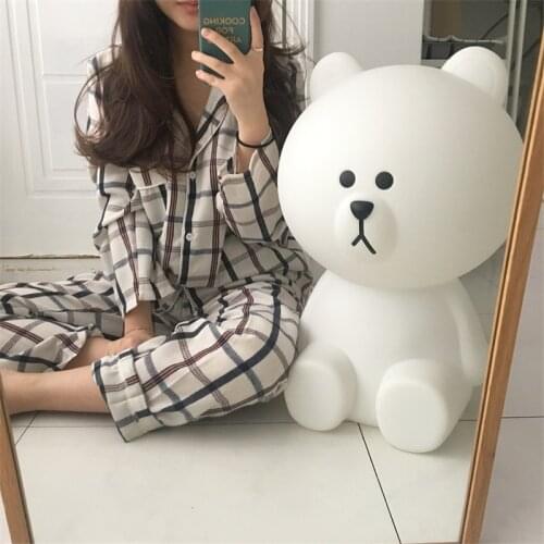 Autumn winter plaid vintage pajamas set women home set long sleeve blouse pants pyjamas 2 piece set home clothes sleepwear Y194