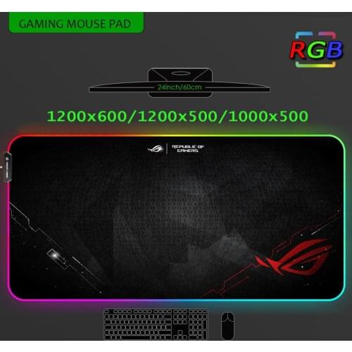 Rgb Mouse Pad Asus Rog Luminous Mechanical Keyboard Gaming Accessories Led Mousepad Game Backlight Mat 120x60 Table Pads Custom
