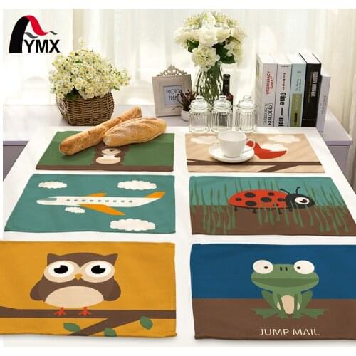 Owl Printed Table Napkins Serviette Table Mariage Home Dinner Polyester Table Mat Pad Cloth Napkins Wholesale Price Factory