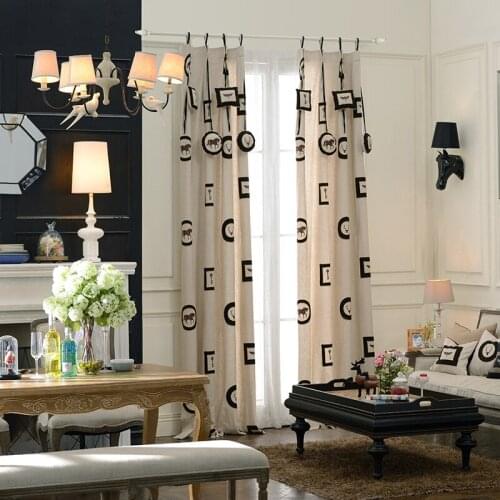 Luxury embroidery horse keys curtains cotton linen curtain blackout curtains for bedroom curtains for home windows