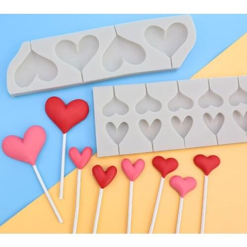 Love Heart Lollipop Mould Silicone Mold Fondant Cake Decorating Tool Gumpaste Sugarcraft Chocolate Forms Bakeware