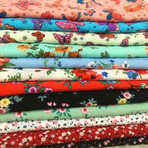 100*150cm Chiffon Printed Fabrics Impervious Printing Material for Sewing Summer Cool Floral Skirt Dress Shirt Needlework Cloth