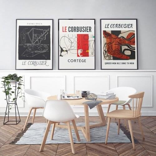 Vintage Abstract French Le Corbusier Exhibition Poster Print Modern Wall Art Canvas Painting Picture for Living Room Home Decor