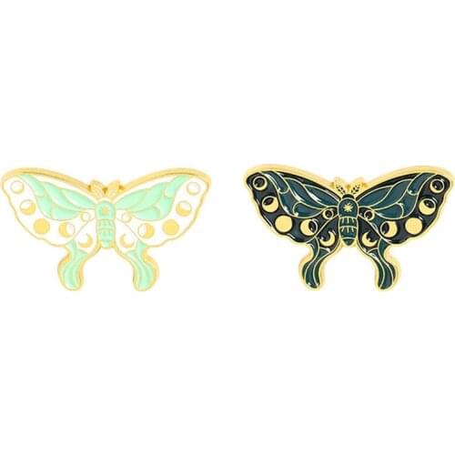 Brooch Moon Phase Enamel Pins Day And Night Badges Animal Buterfly Women Jewelry Gifts For Nature Lover