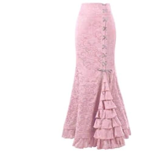 COLDKER 7 Colors Womens Vintage Gothic Victorian Fishtail Skirt Steampunk Long Mermaid skirt casual streetwear