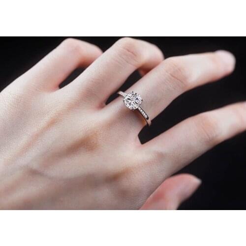 DYLAM 925 Sterling Silver Engagement&Wedding Moissanite Diamond Zircon Ring Jewelry For Women Simplicity Fashion