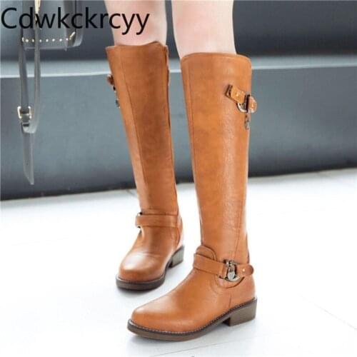Winter The New fashion Round head Thick heel Knight boots black student Leisure Plus velvet Keep warm High heel Women boots