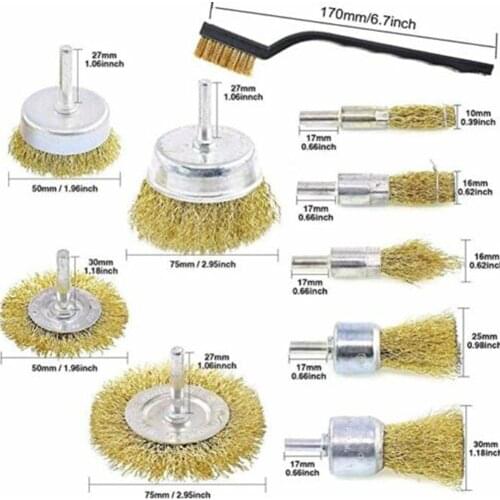 10pcs Brass Brush Wire Wheel Cup Brushes Die Grinder Rotary Electric Tool For Drill Engraver