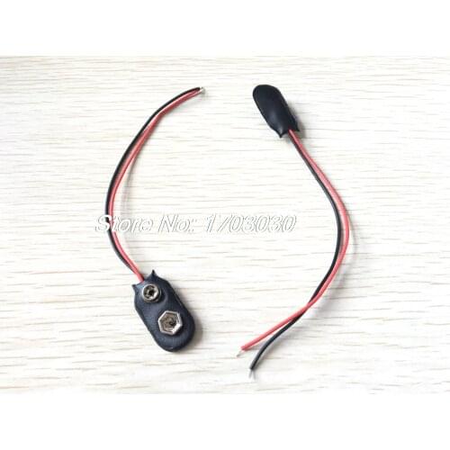 200 pcs 9 Volt 9V Battery Snap-on Clips I Type With 150mm Lead Wire