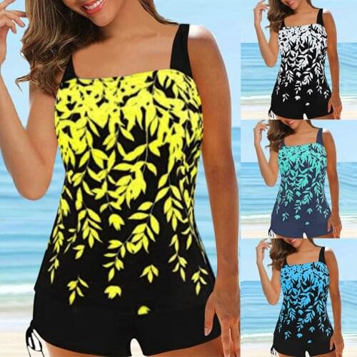 2021 Sexy Bikini Print Floral Ruffled Bikinis Womens Tankini Large Bikini Set Digital Print Suspender Beach Split Swimsuit