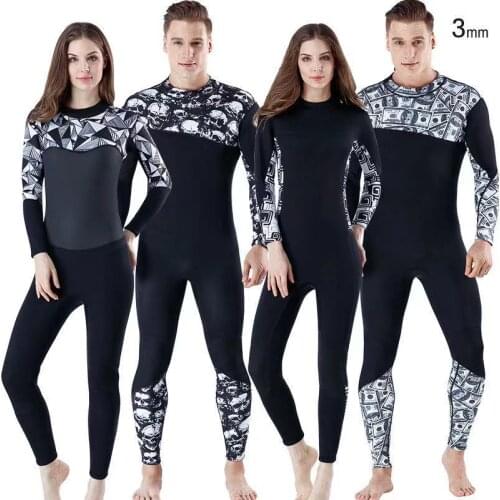 3mm Neoprene Male Female Printing Siamese Wetsuit Men Full Wetsuits Warm Winter Swimming Scuba Diving Surfing Spearfishing