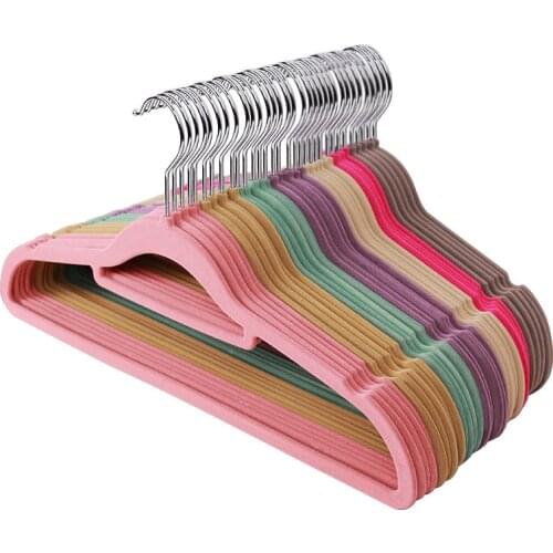 37/42/45cm 20pcs Coat Pants Hangers Velvet Hangers for Clothes Flock Non Slip Quality Magic Rack Slip-Resistant Bride Hanger