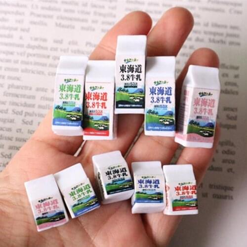 5pcs 1/12 Dollhouse Miniature Resin Milk Carton Bottle Drink Pretend Play Food for bjd barbies Dollhouse Kitchen Accessories Toy