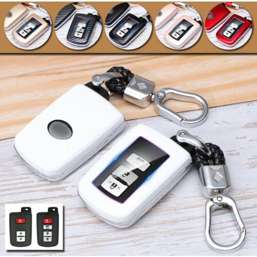 Carbon Fiber ABS Car Key Fob Case Cover Keychain For Toyota Land Cruiser Prius C RAV4 Tacoma Highlander