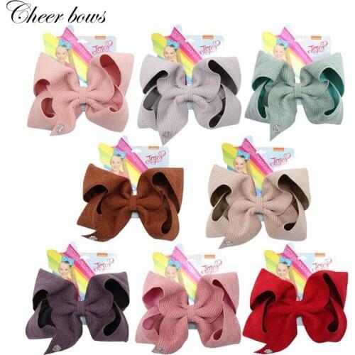 7" JoJo Siwa Solid Corduroy JOJO BOWS for Girls Handmade Bowknot Hair Clip Kids Hairgrips Dance Party Large Hair Accessories