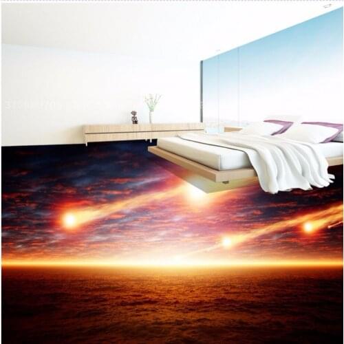 Free Shipping meteorite falling 3D floor tile wallpaper mural decorating living room bedroom bathroom floor sticker