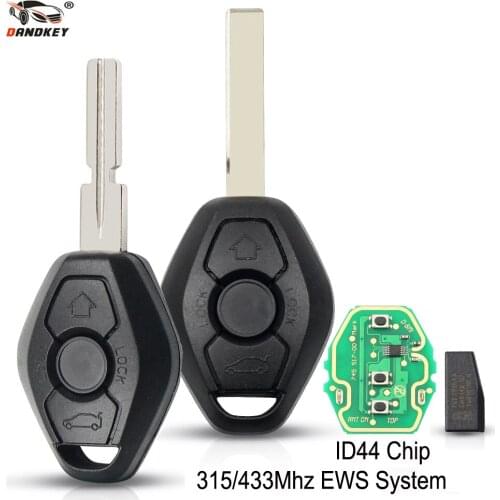 Dandkey 5pcs Car ID44 Chip Remote Key Fob 315MHZ 433MHz Uncut HU58 HU92 Blade For BMW EWS X3 X5 Z3 Z4 1/3/5/7 Series E38 E39 E46