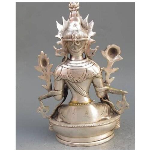 Decoration copper silver factory outlets Tibet Silver Copper Gilt Tibetan Buddhism Statue White Tara Buddha