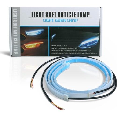 2pcs LED DRL Car Daytime Running Light Flexible Waterproof Strip Auto Headlights White Turn Signal Yellow Brake Flow Lights 12V