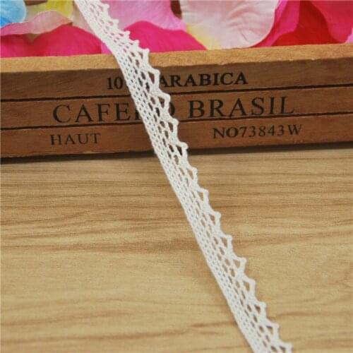 12mm Cotton Lace Trim Ivory Fabric Sewing Accessories Cloth Wedding Dress Decoration Ribbon Craft Supplies 500yards LC111-R